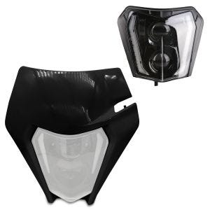 Phare LED + plaque Enduro Offroad Feux avant ECE homologué Universel XDure SW2 DRL noir