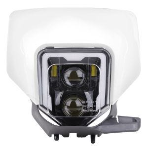 LED Scheinwerfer + Lampenmaske passend für Husqvarna SM 125 S / 610 S XDURE GP1 ECE DRL weiß