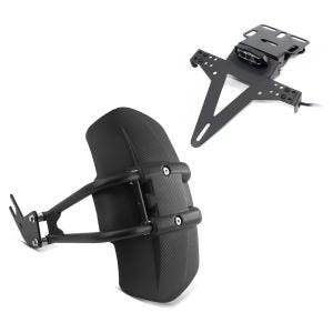 Motorrad Hinterradabdeckung Set mit Kennzeichenhalter Universal Zaddox LN2 mit Beleuchtung DPLU