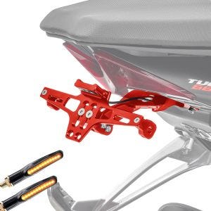 Set Kennzeichenhalter NH2 rot + 2x LED Blinker mit E-Prüfzeichen Zaddox