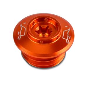 CNC Bouchon d'huile moteur compatible avec Motocross, Enduro 14-23 visser Zaddox orange