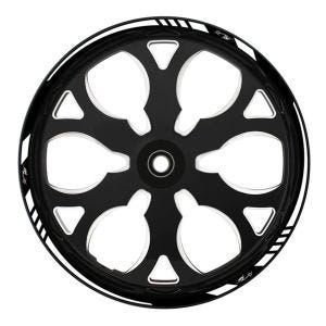 Motorrad Felgenrandaufkleber Racing Style passend für 17 Zoll Felgen Aufkleber Zaddox weiß